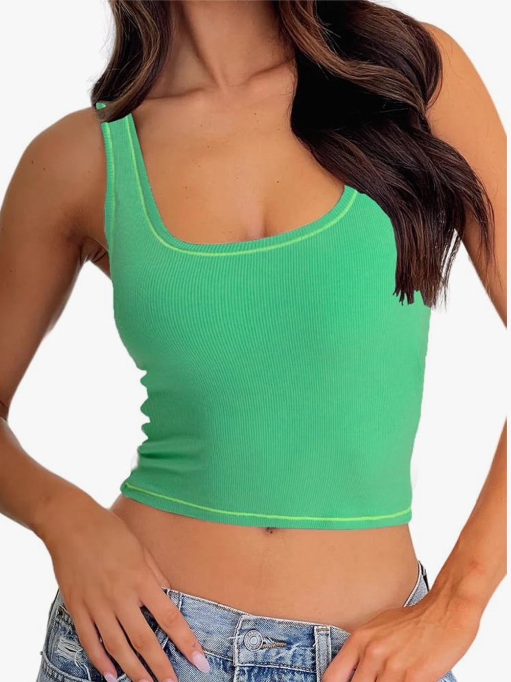 Women Rib Padded Tank Tops - Picture 9 of 11